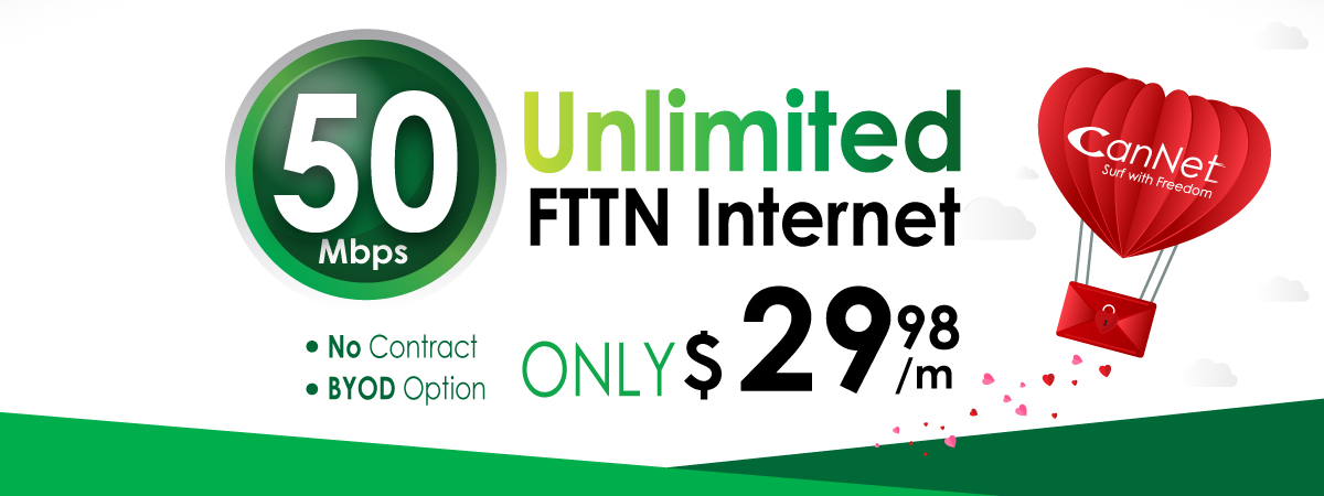 50M FTTN unlimited internet only $29.98 monthly with our brand new SmartRG SR161 AC router rental for $5/m (PROMOTION HAS ENDED)
